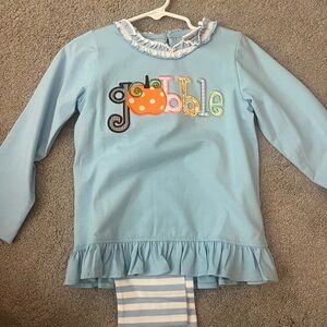Blue Kids Matching Set with Ruffle Trim